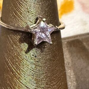 Vintage Sterling Silver Star-Cut Pink Stone Ring Sz 9